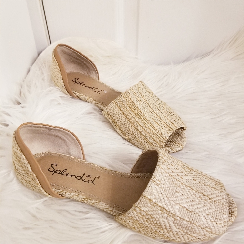 Splendid Rattan Woven D'orsay Peep Toe Fla…